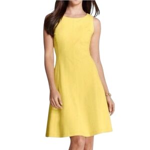 Ann Taylor Yellow Sleeveless Fit and Flare Dress Size 4 Petite